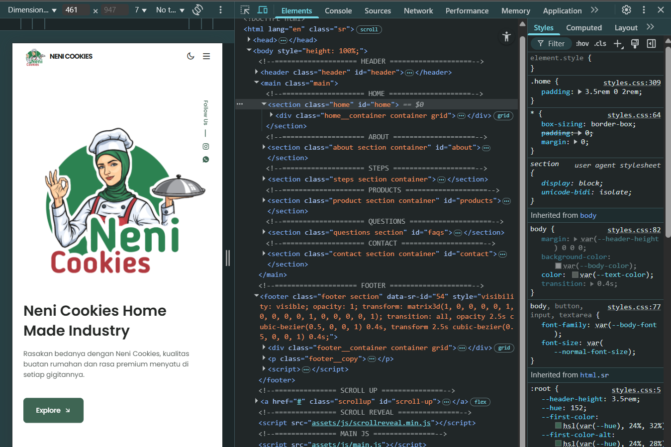 Code snippet showing HTML and SCSS logos